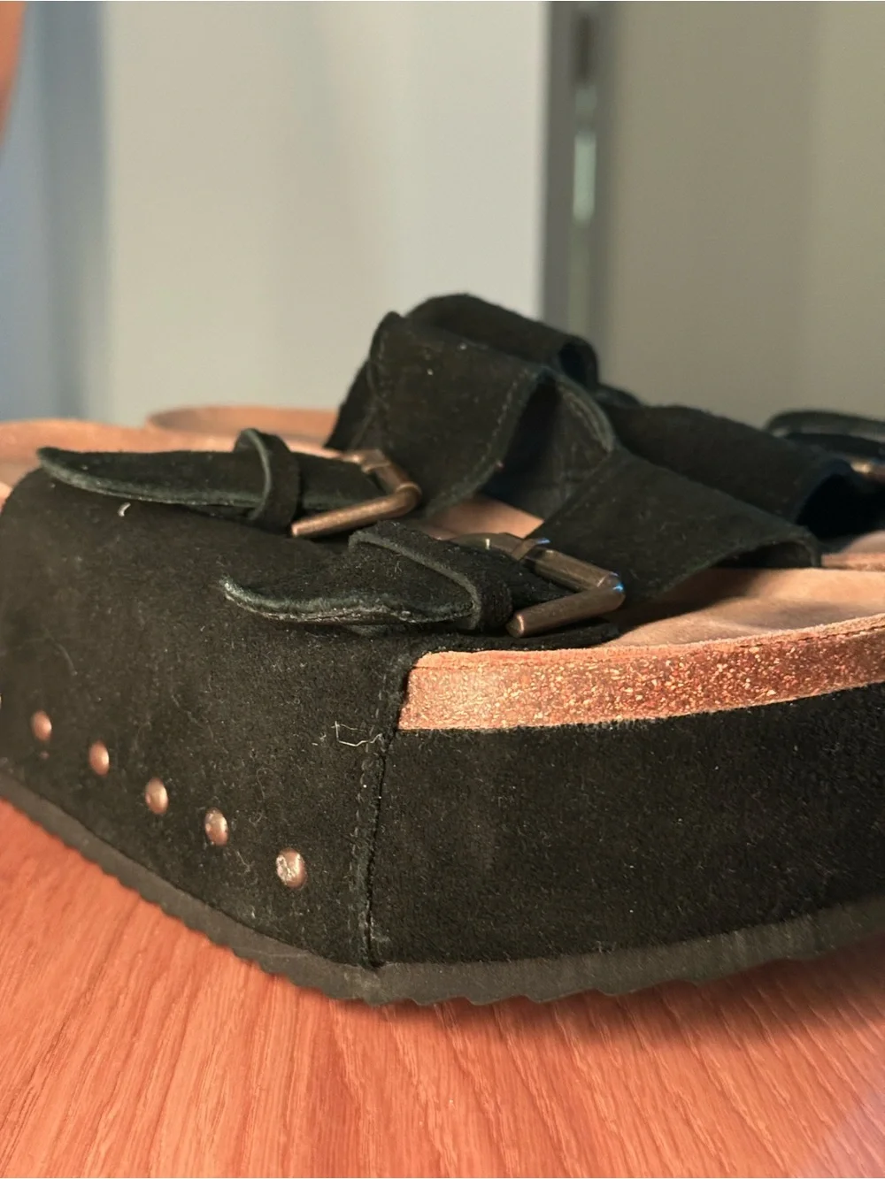 Black Platform Footbed Sandals Y2K Slides Birkenstocks Comfort Women’s 7 - Picture 3 of 4